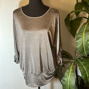 Apt. 9 Silver Blouse With 3/4 Sleeves Women’s Size Large